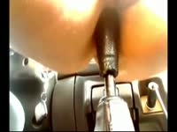 Rare anal insertion porn featuring tight bodied teen using her automobile stick shift for pleasure